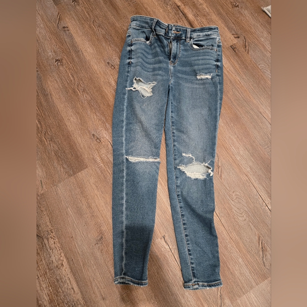 American Eagle Outfitters Ripped Blue Skinny Jeans